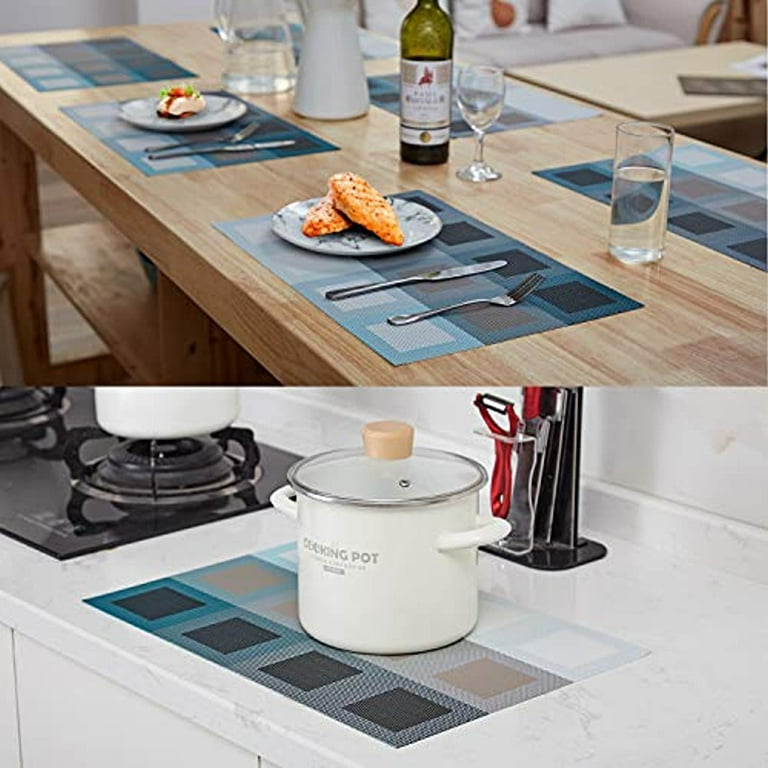 TOP BEAUTY Placemats Set of 6 Woven Vinyl Table Mats PVC Heat Insulation Stain Resistant Non Slip Kitchen Dining Table Decoration TOP BEAUTY Placemats Set of 6 Woven Vinyl Table Mats PVC Heat Insulation Stain Resistant Non Slip Kitchen Dining Table Decoration